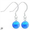 Sterling Silver Earrings with Dangling 8mm Blue Opal Ball