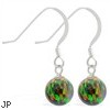 Sterling Silver Earrings with Dangling 8mm Rainbow Opal Ball