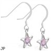 Sterling Silver Earrings with dangling Alexandrite jeweled star