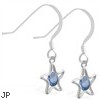 Sterling Silver Earrings with dangling Blue Zircon jeweled star