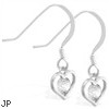 Sterling Silver Earrings with small dangling CZ jeweled heart
