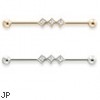 Straight Barbell With 3 Square Bezeled Set Gems