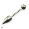 Straight barbell with spike and ball, 16 ga