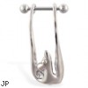 Straight helix barbell with dangling cuff , 16 ga