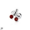 Surgical Steel Cherry With Red CZ Tragus/Cartilage Piercing Stud