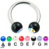 Titanium circular barbell with acrylic jeweled balls, 14 ga