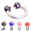 Titanium circular barbell with multi-gem acrylic colored balls, 14 ga
