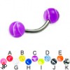 Titanium curved barbell with marble balls, 14 ga