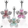 Tropical jeweled flower navel ring