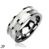 Tungsten Carbide Ring with Dual Mother Of Pearl Inlays