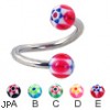 Twisted barbell with acrylic star balls, 12 ga