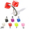 Twister barbell with acrylic dice, 16 ga