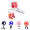 Twister barbell with multi-gem acrylic colored balls, 14 ga