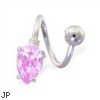 Twister Barbell With Pink Teardrop End, 14 Ga