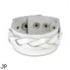 White Leather Bracelet With Layered Thick Weaved Strips