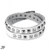 White Leather Double Wrap Bracelet With Pyramid Studs
