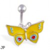 Yellow butterfly belly ring