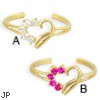 10K real gold toe ring with jeweled heart