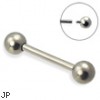 12 gauge internally threaded solid titanium tongue barbell