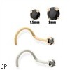 14K Gold  Black Diamond Nose Screw