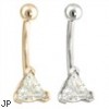 14K Gold 6mm Triangle Belly Ring