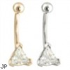 14K Gold 6mm Triangle Belly Ring