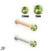 14K Gold Apple Green Diamond Nose Bone