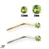 14K Gold Apple Green Diamond Nose Pin