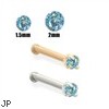 14K Gold Aqua Blue Diamond Nose Bone