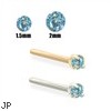 14K Gold Aqua Blue Diamond Nose Stud