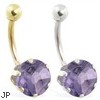 14K Gold belly ring with large 8mm Alexandrite