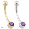 14K Gold Bezel Set Amethyst Belly Ring