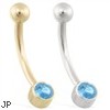 14K Gold Bezel Set AquamarineBelly Ring