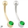 14K Gold Bezel Set Emerald Belly Ring