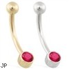 14K Gold Bezel Set Ruby Belly Ring