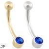 14K Gold Bezel Set Sapphire Belly Ring