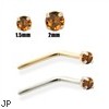 14K Gold Burnt Orange Diamond Nose Pin