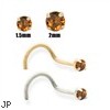 14K Gold Burnt Orange Diamond Nose Screw