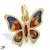 14K Gold Butterfly Enameled Pendant