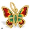 14K Gold Butterfly Enameled Pendant
