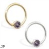 14K Gold captive bead ring with Alexandrite