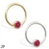 14K Gold captive bead ring with Ruby