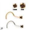 14K Gold Cognac Diamond Nose Screw