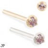 14K Gold customizable nose stud with 1.5mm Alexandrite gem