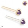 14K Gold customizable nose stud with 1.5mm Amethyst gem