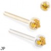 14K Gold customizable nose stud with 1.5mm Citrine gem