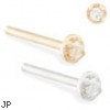 14K Gold customizable nose stud with 1.5mm Clear CZ gem