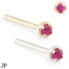 14K Gold customizable nose stud with 1.5mm Garnet gem