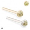 14K Gold customizable nose stud with 1.5mm Peridot gem