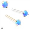 14K Gold Customizable Nose Stud with 2mm Round Blue Opal